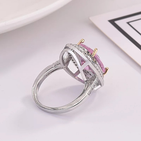 NEW Silver Romantic Pink Diamond Ring - Picture 5 of 6
